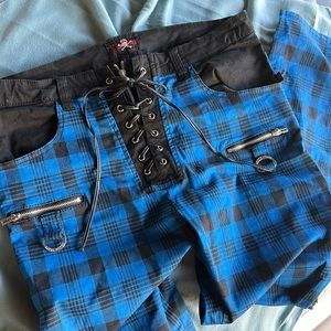 Royal Bones Daang Goodman Blue & Black Hot Topic Size 19 Plaid Goth Emo Pants